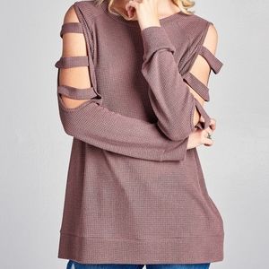 ODDI Ladder Sleeve Waffle Knit Tee